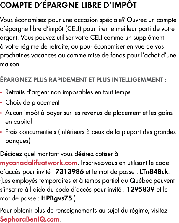 COMPTE D’ PARGNE LIBRE D’IMP T Vous conomisez pour une occasion sp ciale? Ouvrez un compte d’ pargne libre d’imp t (...